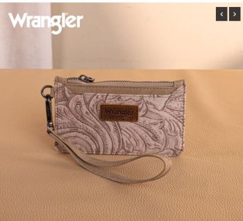 WG227-W075KH Wrangler Vintage Floral Velvet Printed Mini Zip card Case Wristlet