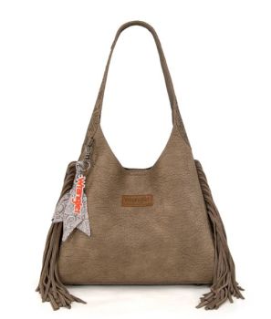 WG279-9182KH Wrangler Fringe Floral Tooled Hobo Bag