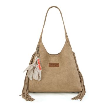 WG279-9182TN Wrangler Fringe Floral Tooled Hobo Bag