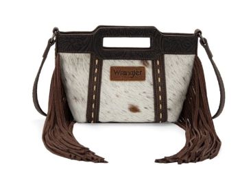 WG283-8015CF Wrangler Genuine Cowhide Top Handle Fringe Crossbody