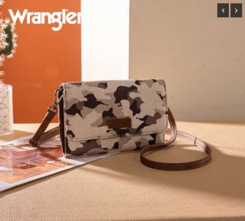 WG286-1833BR  Wrangler Camo Print Canvas Clutch/Crossbody