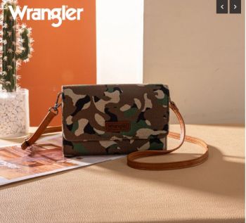 WG286-1833GR  Wrangler Camo Print Canvas Clutch/Crossbody