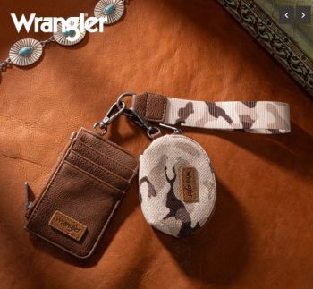 WG286-W0051BR Wrangler Camo Print Dual Pouch Wristlet