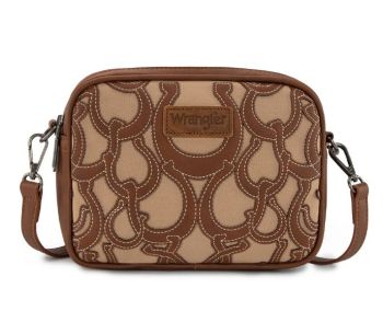WG292-8365BR Wrangler Horseshoe Cutout Double Zip Crossbody BaG