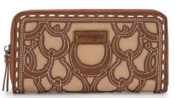 WG292-W082BR Wrangler Horseshoe Cutout Zip Around Wallet