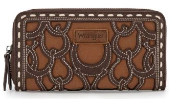 WG292-W082CF1 Wrangler Horseshoe Cutout Zip Around Wallet
