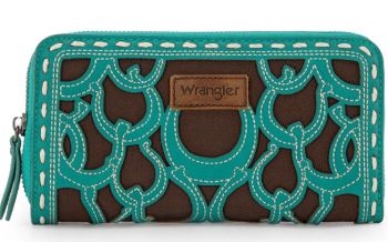 WG292-W082TQ Wrangler Horseshoe Cutout Zip Around Wallet