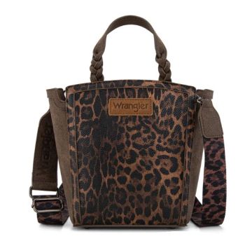 WG296-8014CF Wrangler Leopard Print Braided Handle Tote/Crossbody