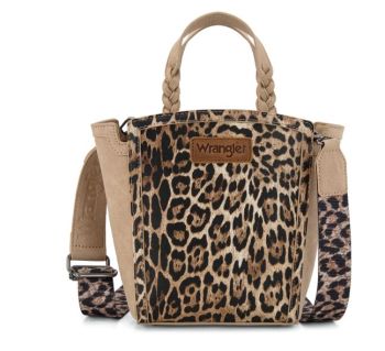 WG296-8014TN Wrangler Leopard Print Braided Handle Tote/Crossbody