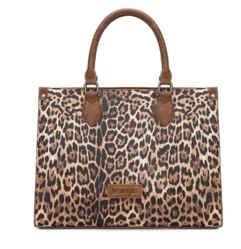 WG296-8625BR Wrangler Leopard Print Wide Tote Bag/Crossbody