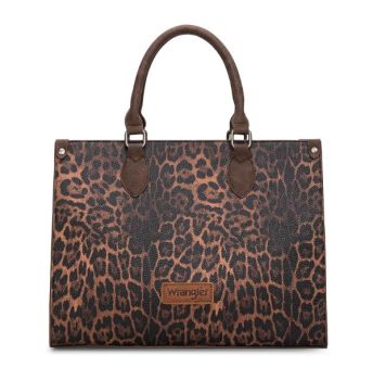 WG296-8625CF Wrangler Leopard Print Wide Tote Bag/Crossbody