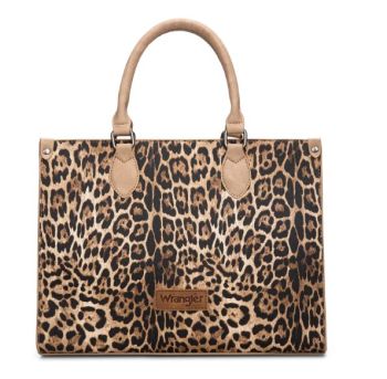 WG296-8625TN Wrangler Leopard Print Wide Tote Bag/Crossbody