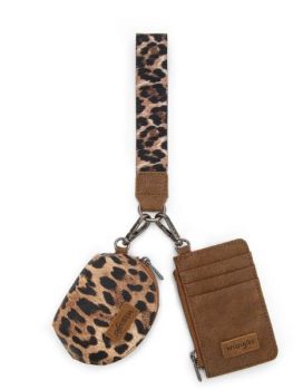 WG296-W0051BR Wrangler Leopard Print Dual Pouch Wristlet