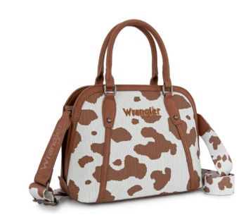WG301-818BR  Wrangler Cow Print Satchel/ Crossbody