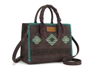 WG310-8120CF Wrangler Whipstitch Aztec Satchel/Crossbody with Scarf Handle
