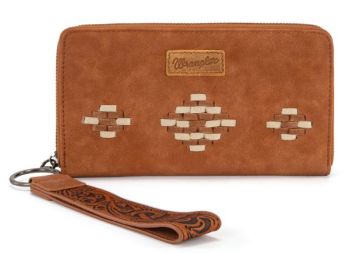 WG310-W006BR Wrangler Aztec Woven Zip Around Wallet with Wristlet