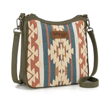 WG313-2003GN Wrangler Sherpa Aztec Canvas Crossbody