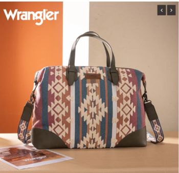 WG313-5110GN Wrangler Sherpa Aztec Canvas Duffle Bag