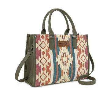 WG313-8119GN Wrangler Sherpa Aztec Canvas Tote/Crossbody