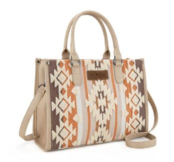 WG313-8119TN Wrangler Sherpa Aztec Canvas Tote/Crossbody