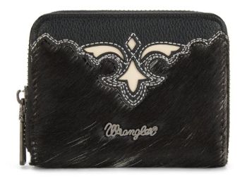 WG322-W088BK Wrangler Genuine Hair-On Cowhide Zip-Around WalleT