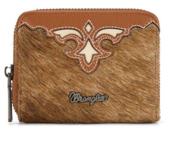 WG322-W088BR Wrangler Genuine Hair-On Cowhide Zip-Around WalleT