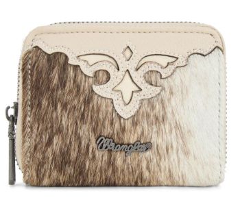 WG322-W088TN Wrangler Genuine Hair-On Cowhide Zip-Around WalleT