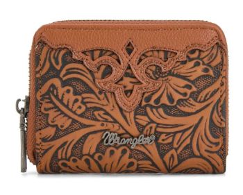 WG322-W089BR Wrangler Tooled Zip-Around Wallet