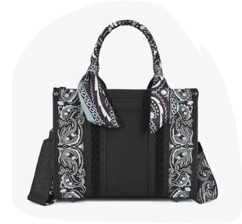WG331-8120S BK Wrangler Bandana Paisley Print Tote/Crossbody