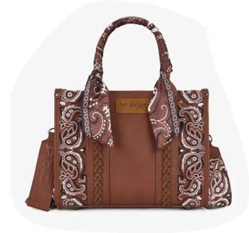 WG331-8120S BR Wrangler Bandana Paisley Print Tote/Crossbody