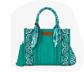 WG331-8120S TQ Wrangler Bandana Paisley Print Tote/Crossbody