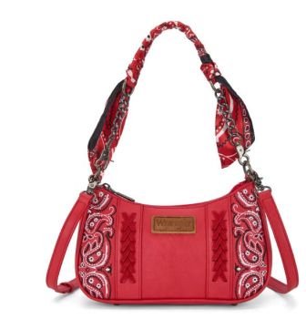 WG331-818 RD  Wrangler Bandana Paisley Print Shoulder Bag/ Crossbody