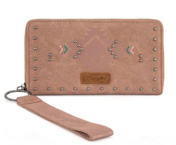 WG333-W006PK Wrangler Aztec Studded Zip-Around Wallet 