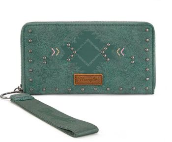 WG333-W006TQ Wrangler Aztec Studded Zip-Around Wallet 