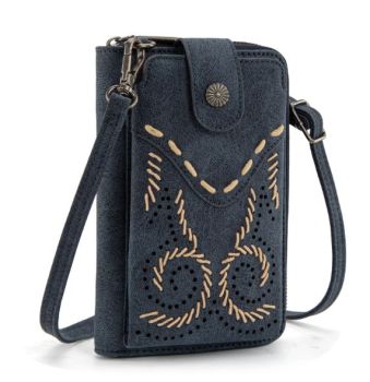 WG337-183NV Wrangler Western Stitch RFID Phone Crossbody Wallet/Crossbody