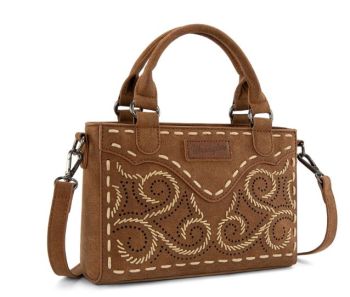 WG337-2003BR Wrangler Embroidered Swirl Mini Satchel/ Crossbody 