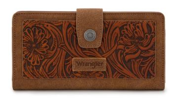 WG339-W080BR Wrangler Western Floral Tooled RFID Wallet