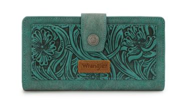 WG339-W080TQ Wrangler Western Floral Tooled RFID Wallet