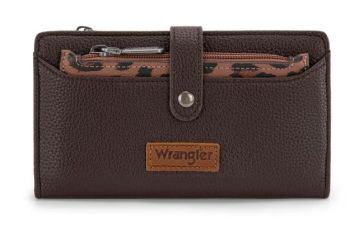 WG366-W091CF Wrangler Western Bi-Fold RFID Wallet/Wristlet With Detachable Pouch
