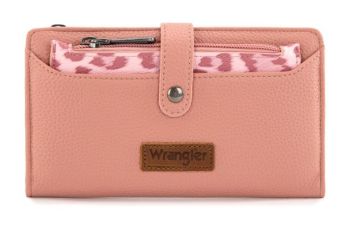 WG366-W091PK Wrangler Western Bi-Fold RFID Wallet/Wristlet With Detachable Pouch