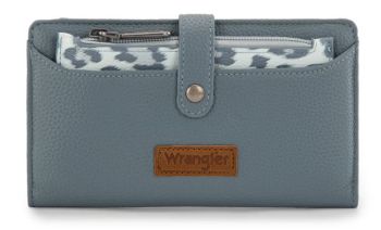 WG366-W091BL Wrangler Western Bi-Fold RFID Wallet/Wristlet With Detachable Pouch