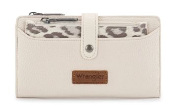 WG366-W091WT Wrangler Western Bi-Fold RFID Wallet/Wristlet With Detachable Pouch