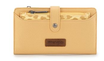 WG366-W091YL Wrangler Western Bi-Fold RFID Wallet/Wristlet With Detachable Pouch
