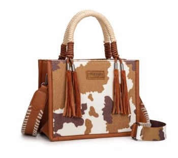 PRE-ORDER WG386-8120SBR Wrangler Cow Print Tote/Crossbody