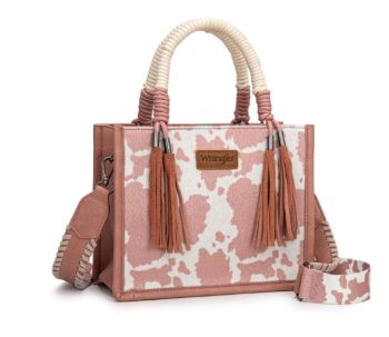 PRE-ORDER WG386-8120SPK Wrangler Cow Print Tote/Crossbody