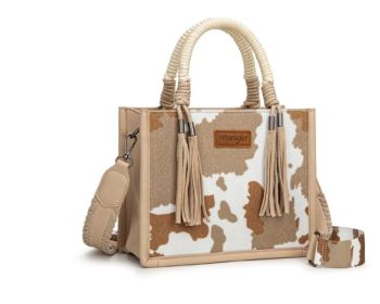 PRE-ORDER WG386-8120STN Wrangler Cow Print Tote/Crossbody