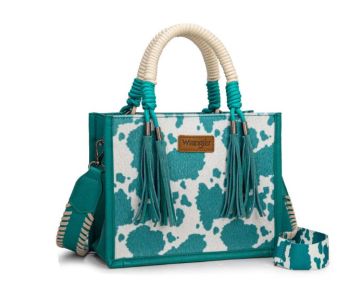 PRE-ORDER WG386-8120STQ Wrangler Cow Print Tote/Crossbody