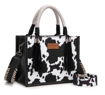 PRE-ORDER WG386-8120SBK Wrangler Cow Print Tote/Crossbody