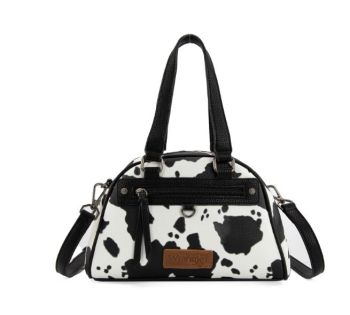 WG399-5112BK Wrangler Cow Print Satchel/Crossbody Bag