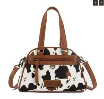 WG399-5112BR Wrangler Cow Print Satchel/Crossbody Bag